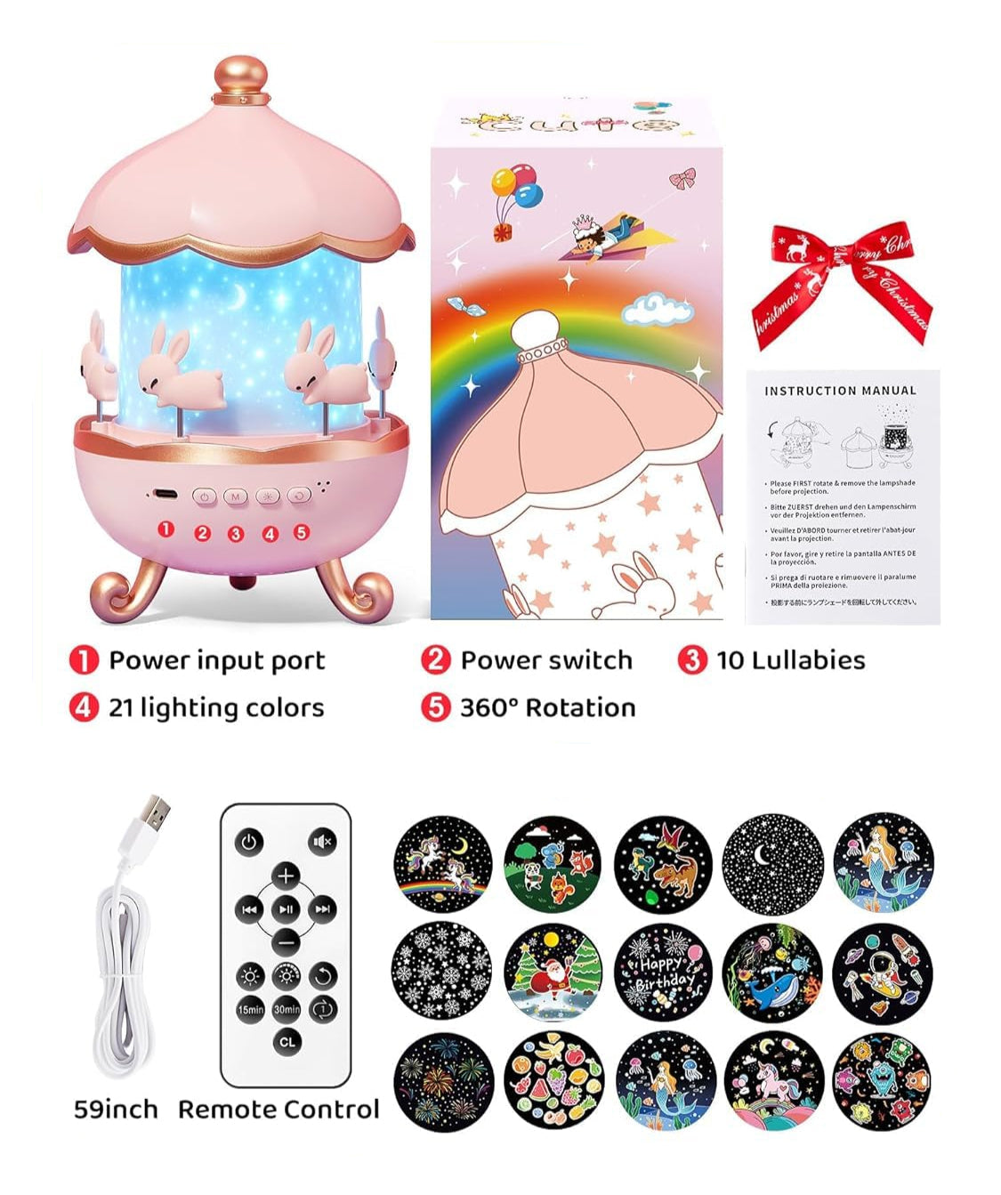 Bunny Carousel Projector Night Lamp